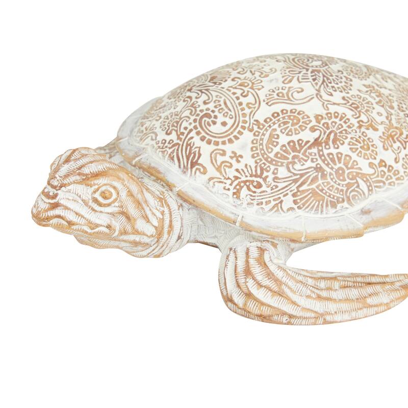 Polystone Turtle Sculpture - Set of 3 Beige - Roche River Decor - 8"W x 9"L x 2"H