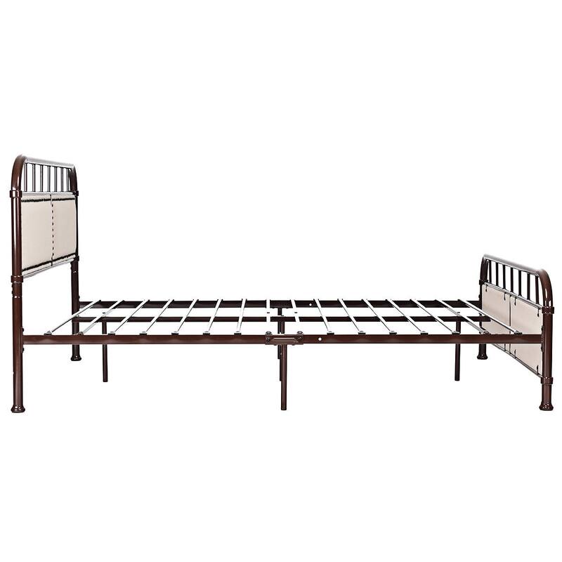 Costway Queen size Metal Bed Frame Platform Bed Upholstered Panel
