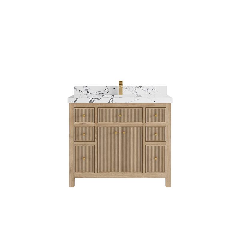 Willow Collections 42 in. W x 22 in. D Sonoma Teak Single Sink Bathroom Vanity with Countertop