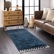 preview thumbnail 49 of 50, Brooklyn Rug Co Sauls Solid Shag Tassel Area Rug 2' 6" x 12' Runner - Blue