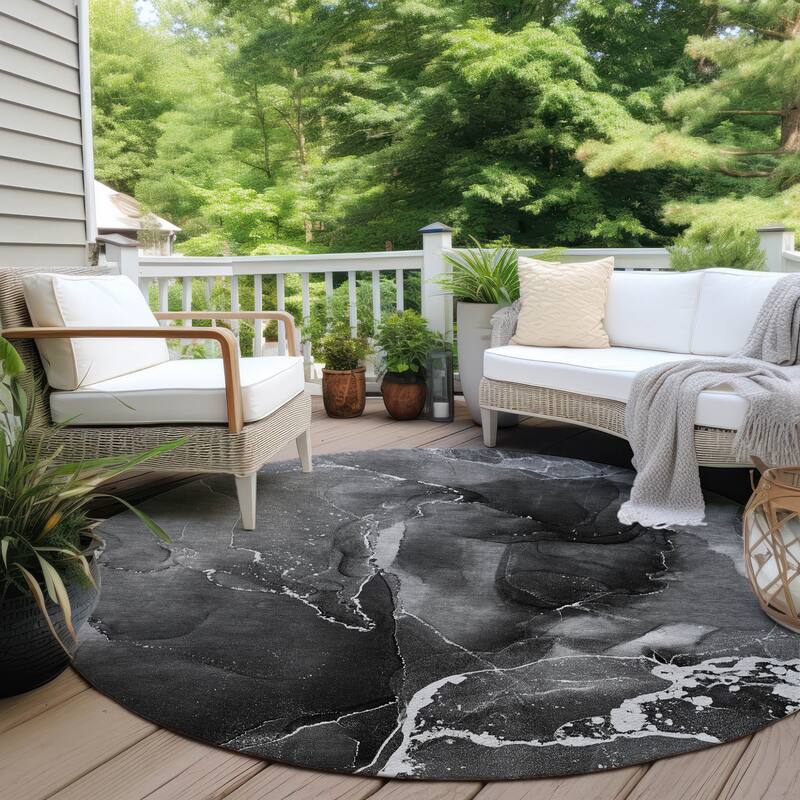 Baro Unique Abstract Weather Resistant Sleek Contemporary Outdoor Rug