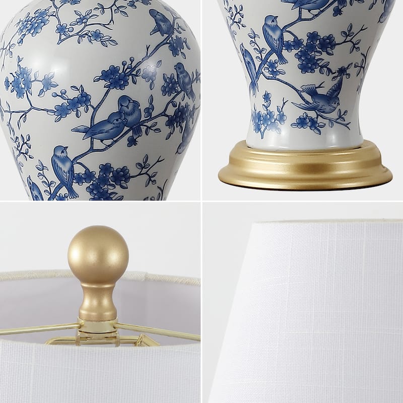 Grace 24" Floral LED Table Lamp, Multi/Brass by JONATHAN Y