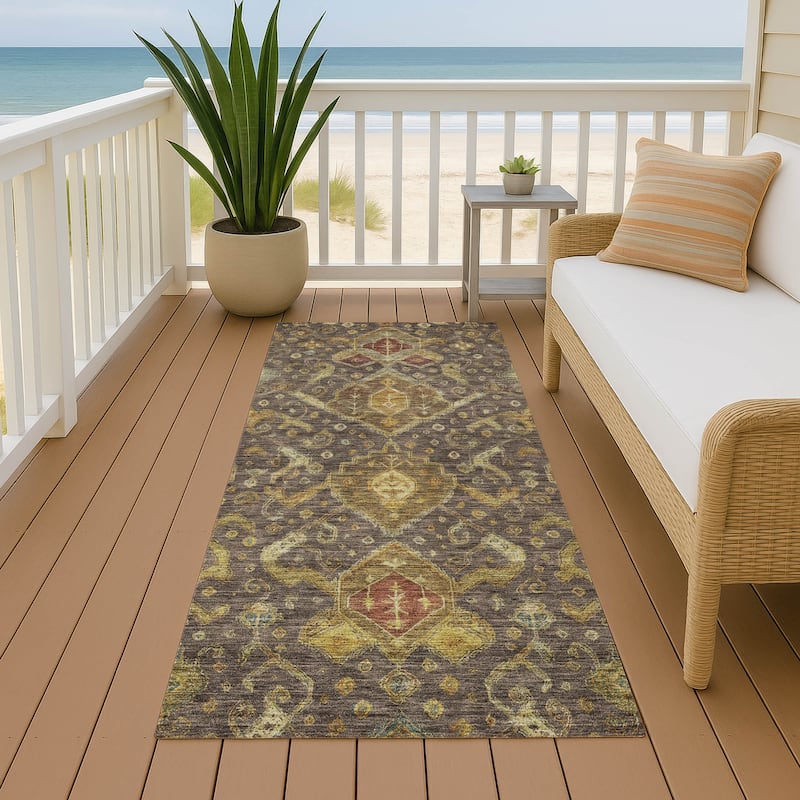 Machine Washable Indoor/ Outdoor Traditional Venetian Chantille Rug - Chocolate - 2'3" x 7'6"
