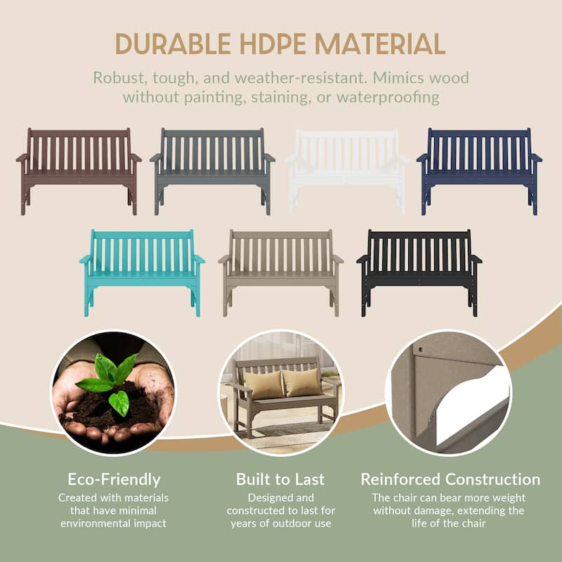 Polytrends Laguna 51" Outdoor Patio 2-Person Garden Bench