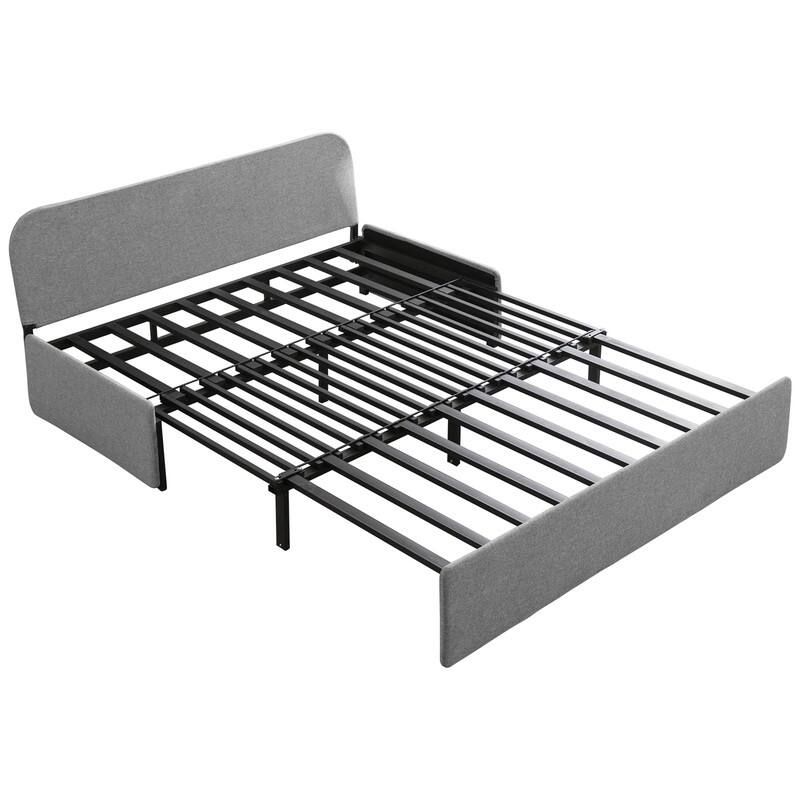 Mixoy Linen 2-in-1 Convertible Sofa Bed,Twin/Queen Pull Out Sleeper Sofa with Mattress,Cushions