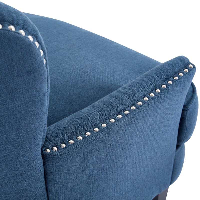 Polyester Vintage Lounge Chair with Nailhead Trim, Curved Backrest and 220lb Weight Capacity