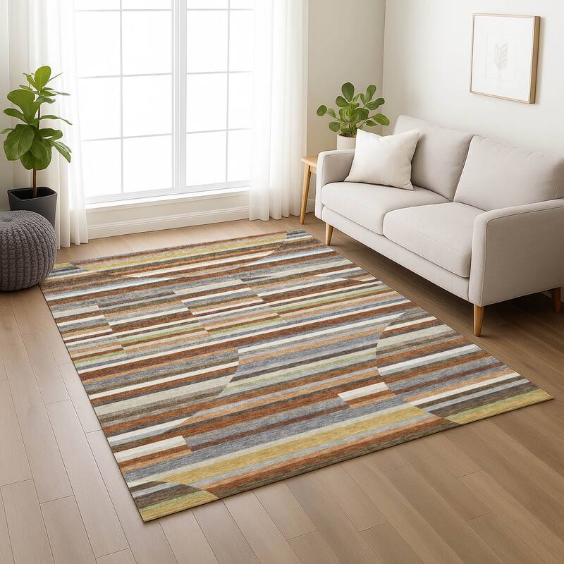 Machine Washable Indoor/ Outdoor Modern Cokedale Chantille Rug