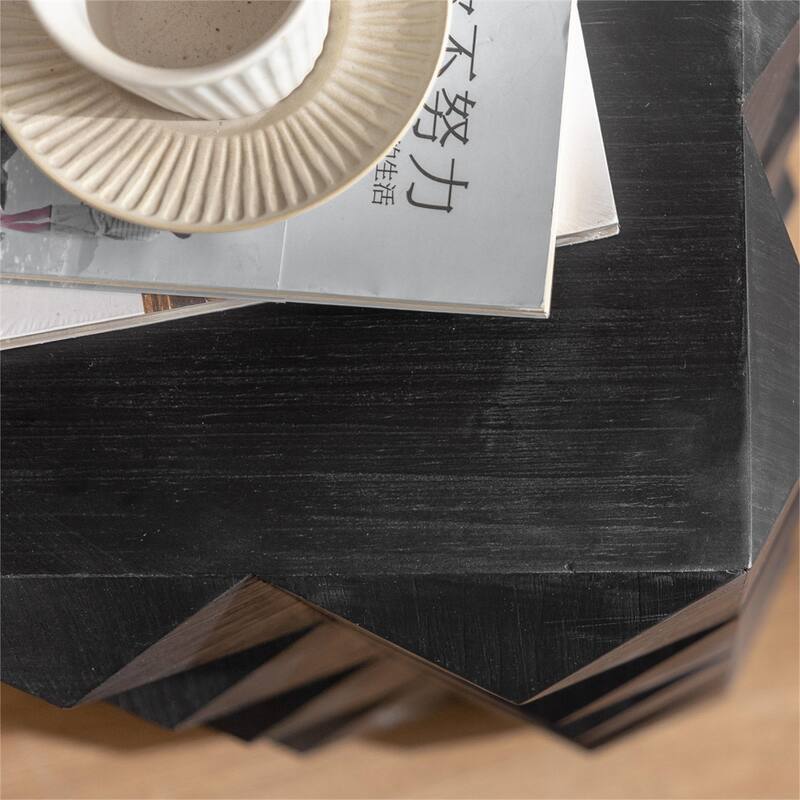 23.62" Wood Coffee Table with Embossed Pattern Design