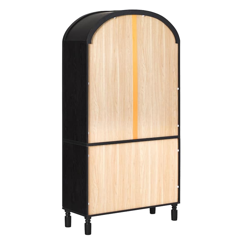 Walker Edison Modern Arched MDF Bookshelf Cabinet with Tall Glass Doors