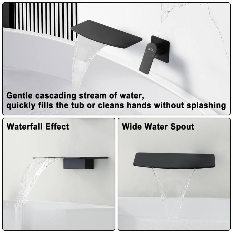 Waterfall Faucet 1-Handle Wall Mount Lavatory Faucet Mixer Tap