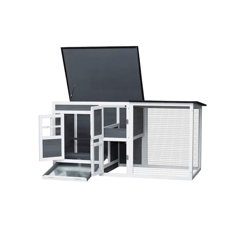 Outdoor Indoor Chicken Coop Small Animal House with Running Cage
