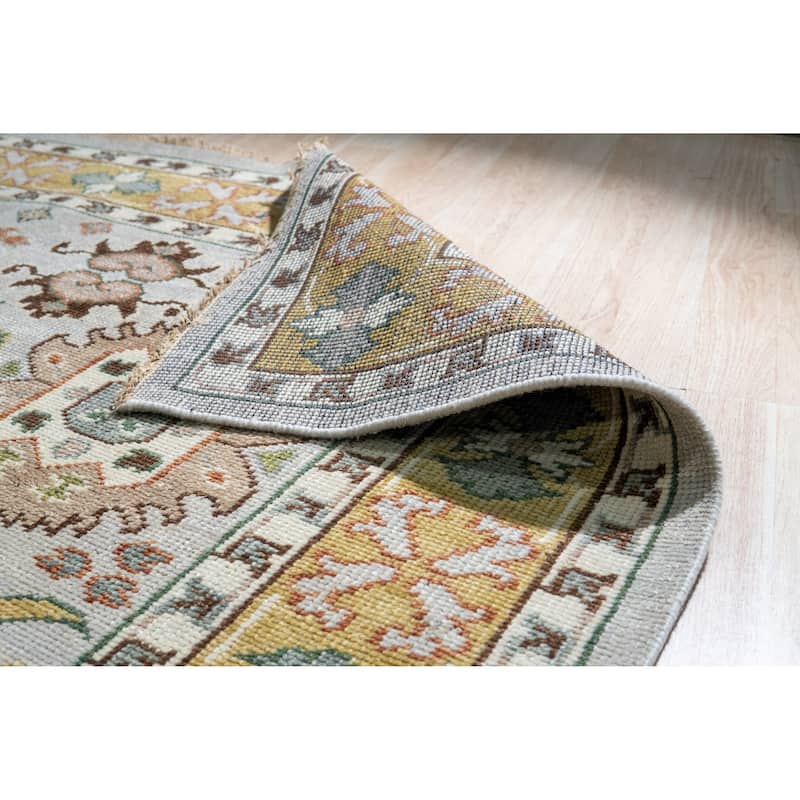 Handknotted Wool GREY / GOLD Traditional All Over Traditional Knot Rug