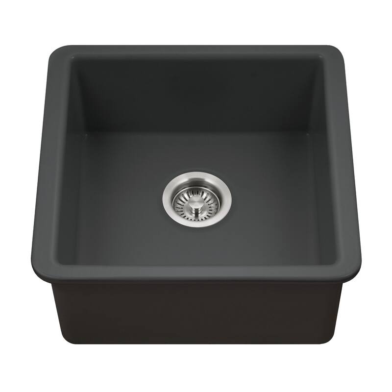 Houzer PTB-2020 Platus 19-1/8" Undermount Single Basin Fireclay Bar - Black