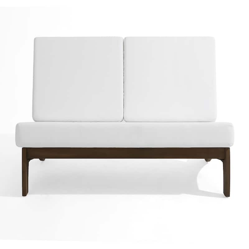 4 Pieces Wood Sectional Sofa Patio Conversation Set With Cushion