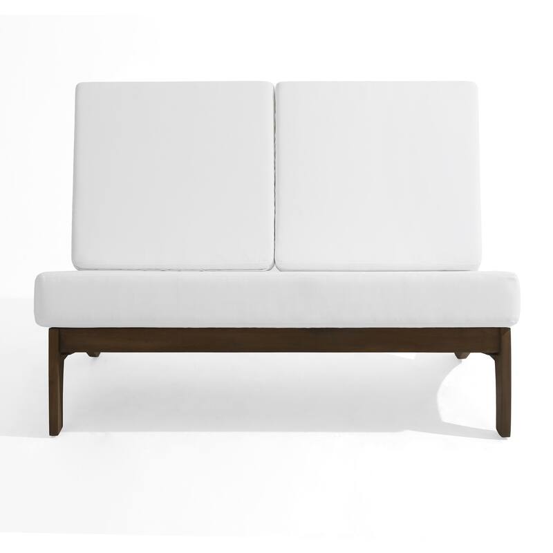 Teak Outdoor Armless Lounge Chair Set Loveseat with Cushions