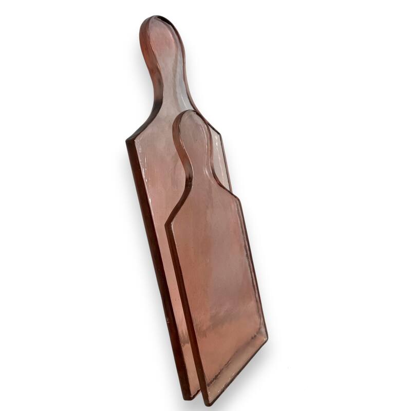 Med. Rectangular Recycled Glass Serving Board Dia 5" & W 11.3" Clear