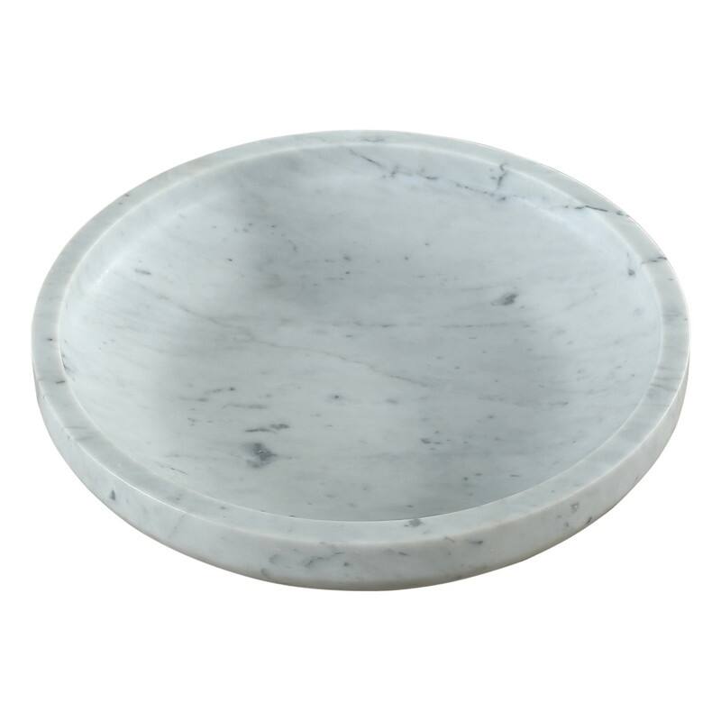 Black and White Marble Round Plate 14x14x2.6H