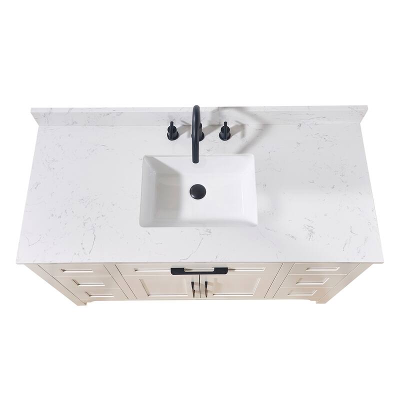 Altair Trento Bathroom Vanity Countertop in Aosta White Finish Without Vanity