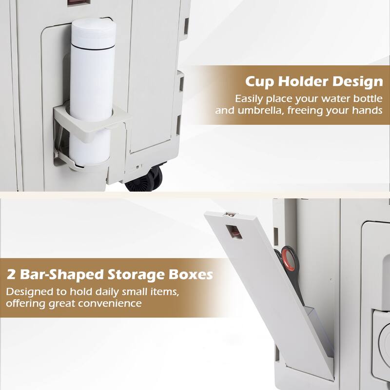 Gymax Foldable Utility Cart on 4 Rotate Wheels w/Telescoping Handle