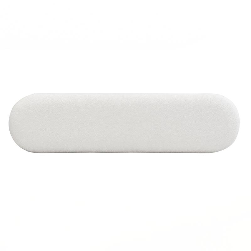 Upholstered Bedroom End of Bed Entryway Bench, Boucle Ottoman for Living Room