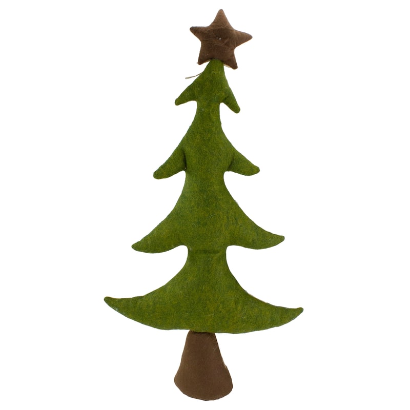 Country Buffalo Plaid Christmas Tree with Star Topper - 30" - Tan and Green