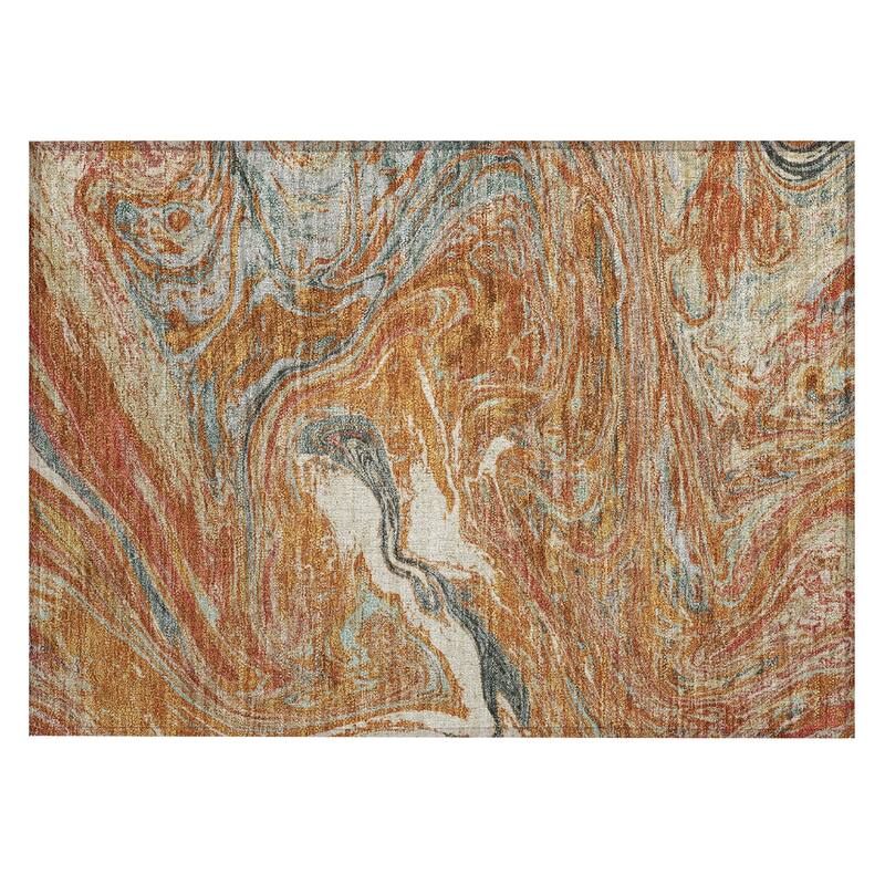 Machine Washable Indoor/ Outdoor Abstract Brushstroke Chantille Rug