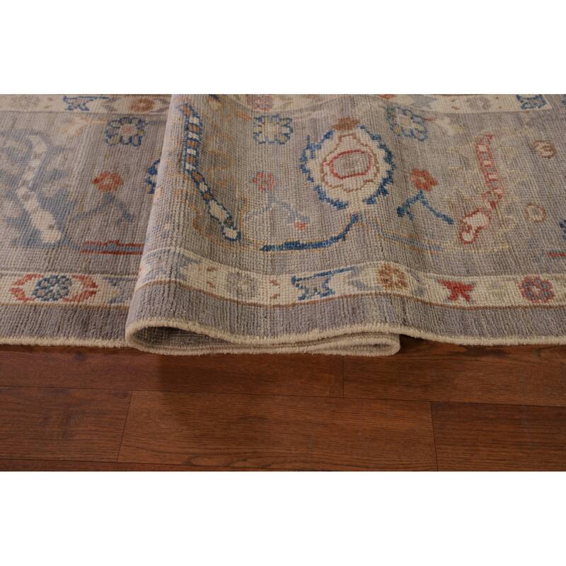 Grey Oushak Turkish Area Rug Hand-Knotted Vegetable Dye Wool Carpet - 8'4" x 9'11"