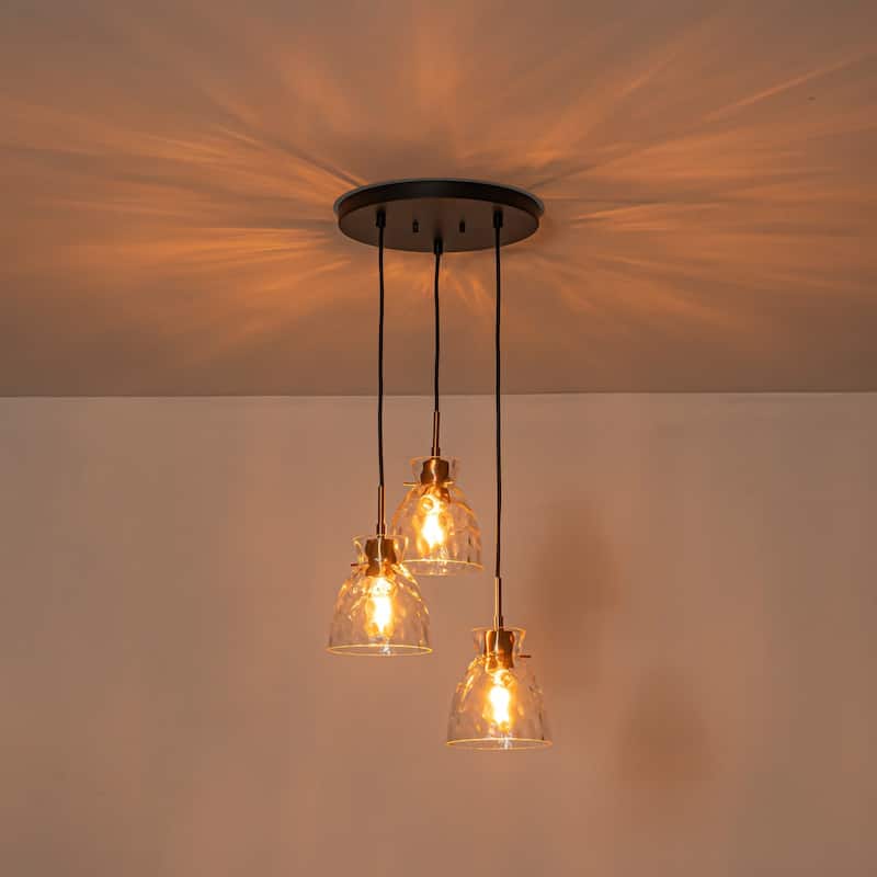1/3/5-Light Modern Minimalist Clear Glass Pendant Light for Dining Room - 3 Light - Gold