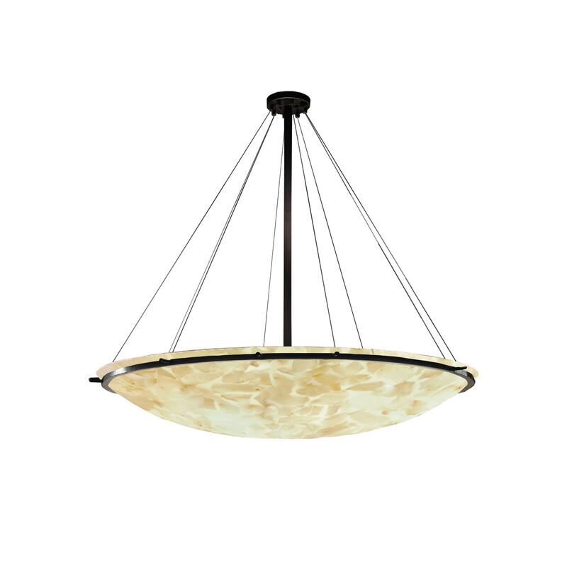 Alabaster Rocks! 60-inch Dark Bronze Round Pendant Bowl with Ring, Alabaster Rocks Shade
