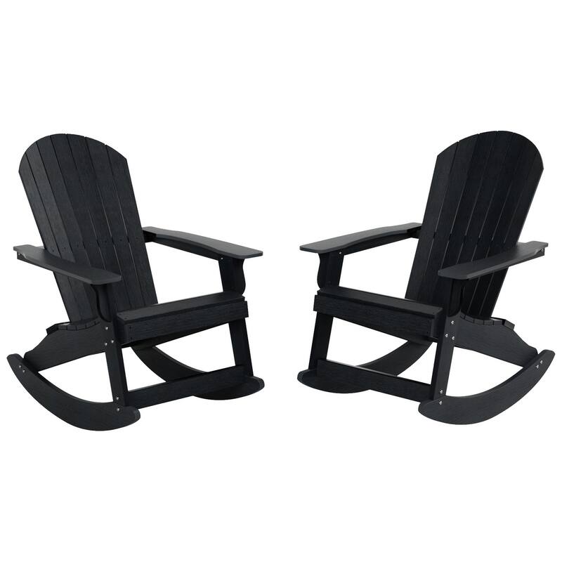 Vineyard HIPS Outdoor Eco-Friendly All Weather Seashell Rocking Adirondack Chairs (Set of 2)