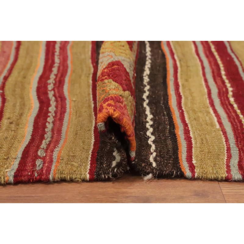 Hand Woven Oriental 100% Wool Carpet Southwestern Tribal Multi-Colored Kilim Area Rug - 9' 8'' X 4' 10''