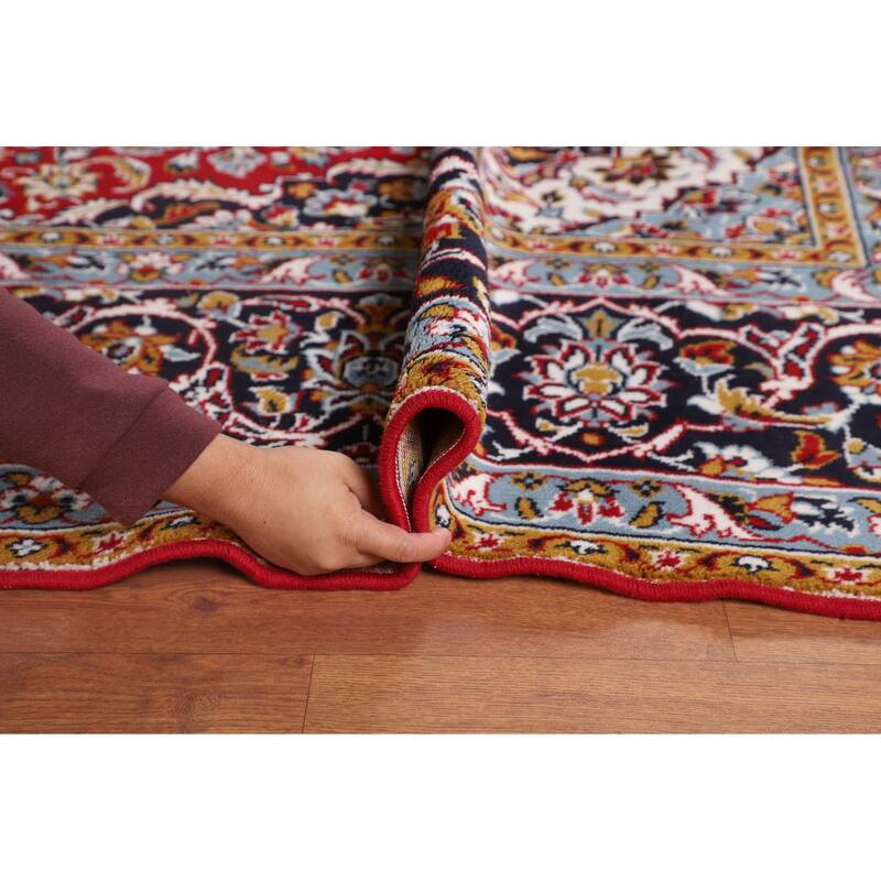 Red Floral Kashan Turkish Rug Machine-Made Carpet - 9'7" x 12'8"