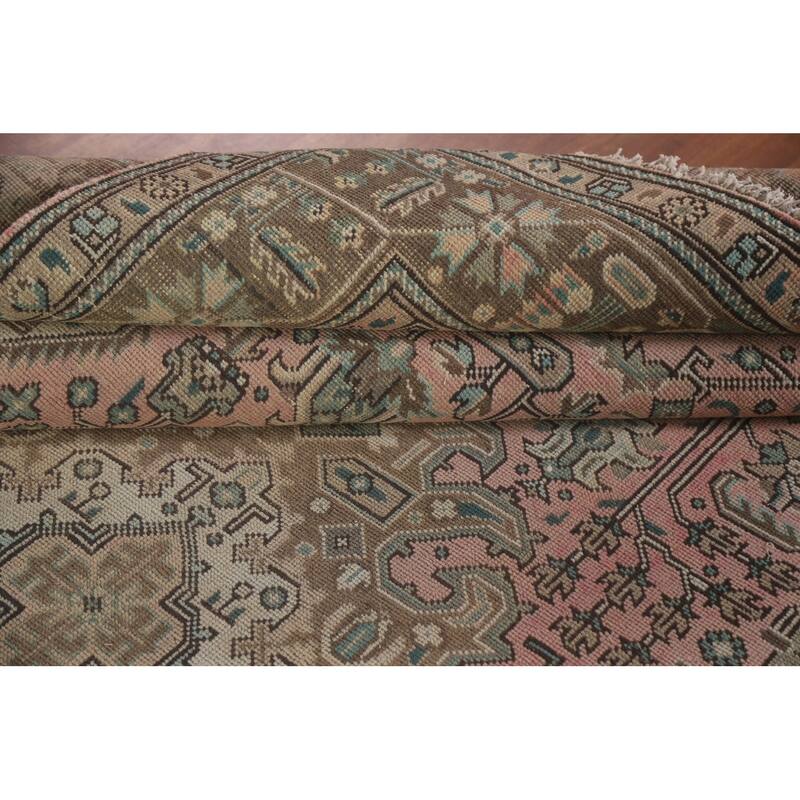 Hand Knotted Oriental 100% Wool Carpet Traditional Medallion Pink Tabriz Area Rug - 9' 5'' X 6' 5''