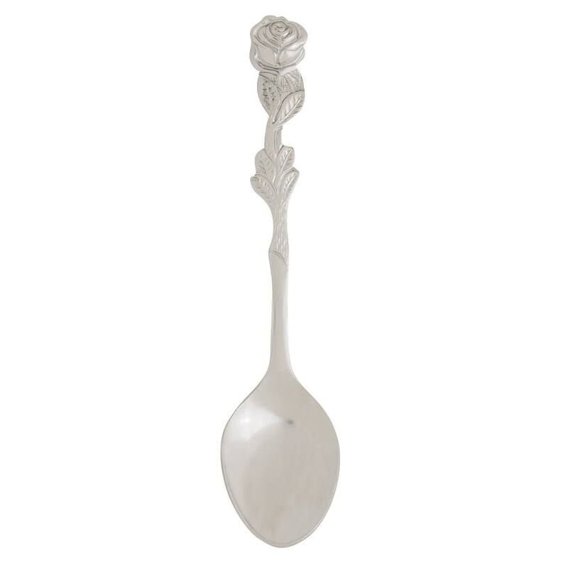 HIC 4.5" Rose Design Stainless Steel Demi Spoon - Stirring Coffee Espresso Demitasse - 1-pack