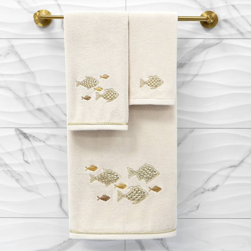 Authentic Hotel and Spa Turkish Cotton Figi 2PC Embellished Hand Towel Set