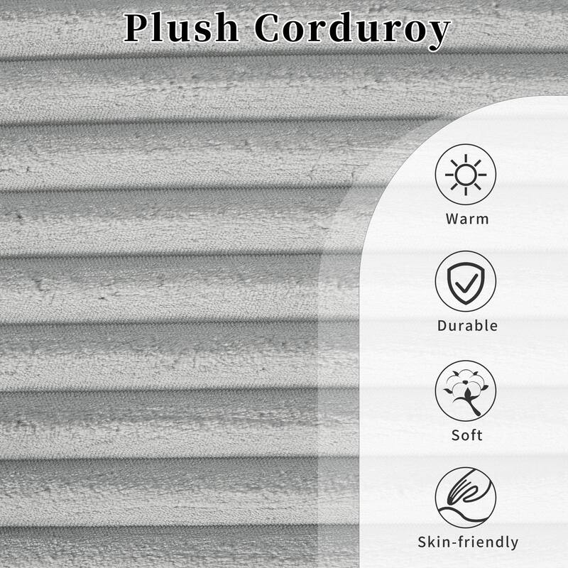 U Shaped Sectional Sofa with 1 Movable Ottoman, Corduroy Upholstered 6 Seater Sofa, Corner Sofa with Storage Pockets