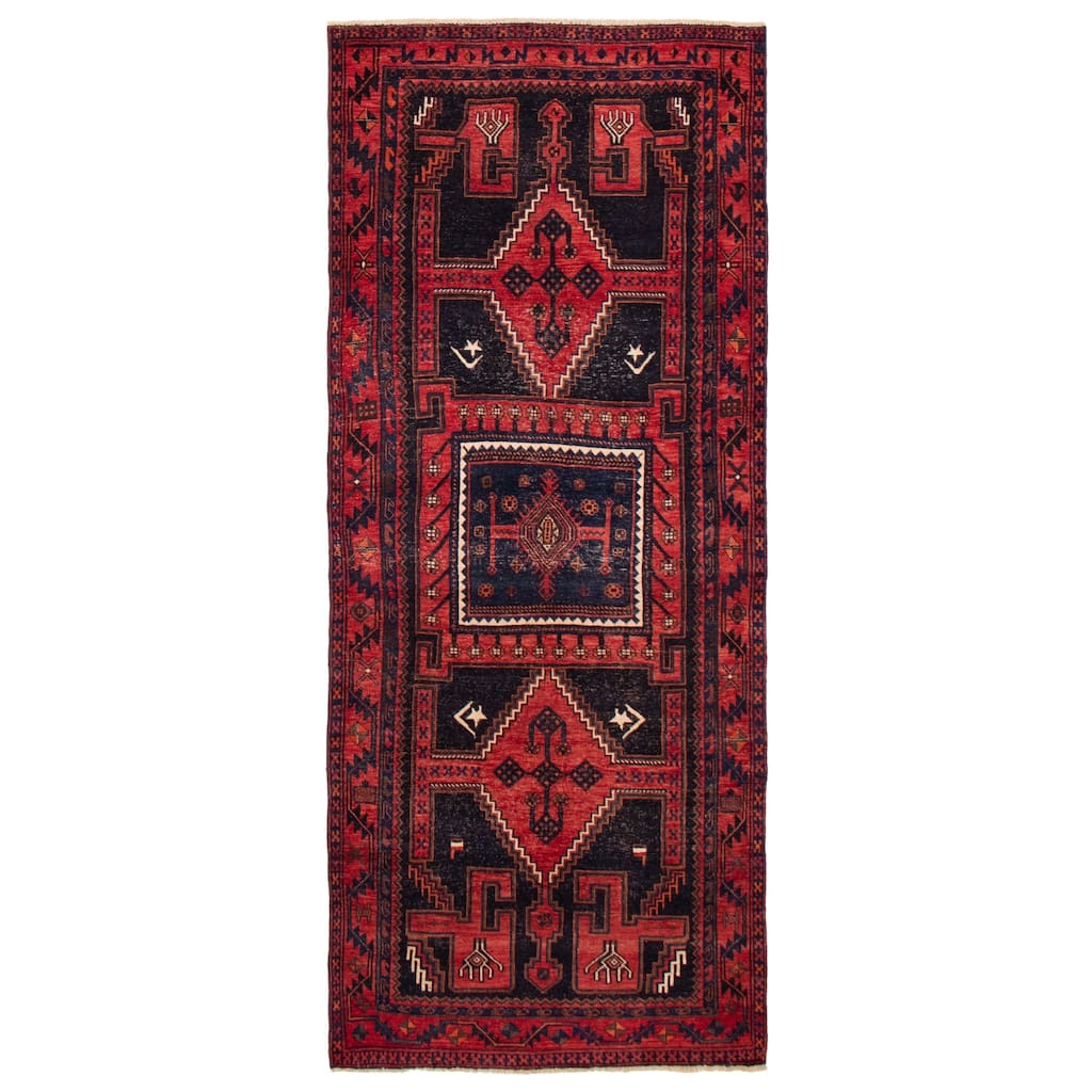 ECARPETGALLERY Hand-knotted Konya Anatolian Navy, Red Wool Rug - 4'3 x 10'8