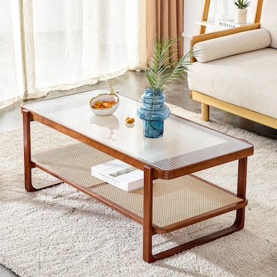 Modern Glass End Table with Rounded Edges, Transparent Accent Table Side Table Coffee Table with Polished Corners