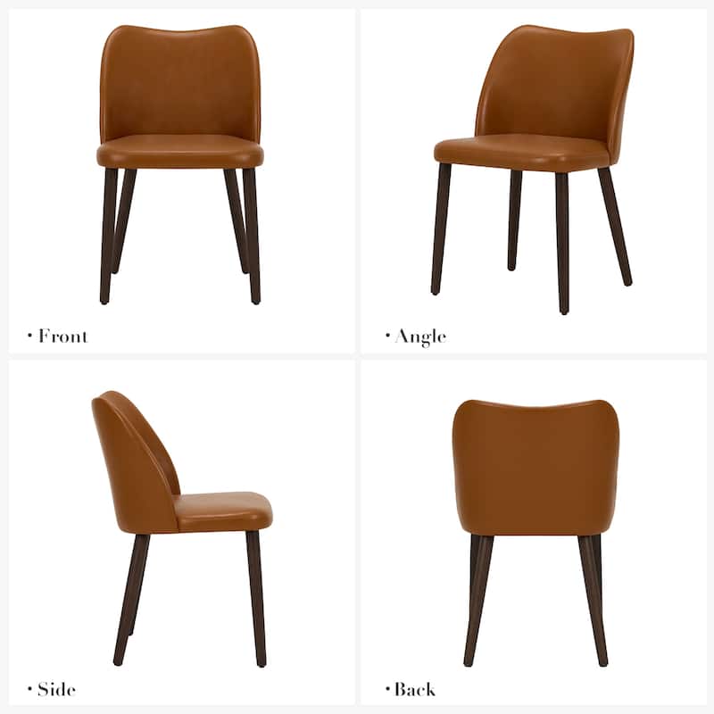 Set of 2 Wooden Dining Chairs, Beige Upholstered Fabric for Kitchen & Dining Room
