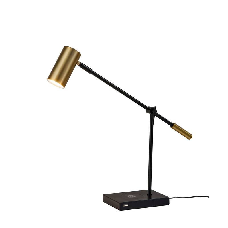 Adesso Collette LED Desk Lamp with Adesso Charge Wireless Charging Pad - Matte Black