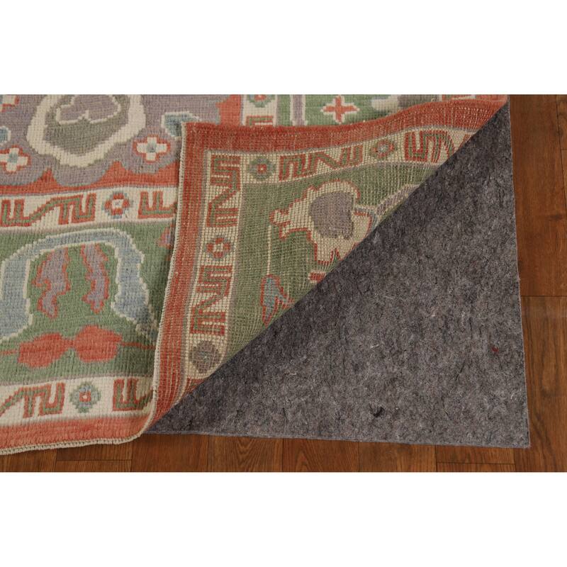 Hand Knotted Oriental 100% Wool Carpet Transitional All-Over Oranges & Rust Oushak Area Rug - 8' 10'' X 6' 1''