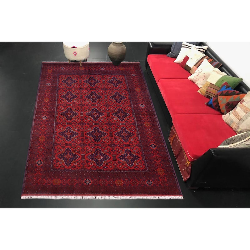 Rustic Biljik Khal Mohammadi Gracelyn Red/Blue Rug - 6'5'' x 10'0''