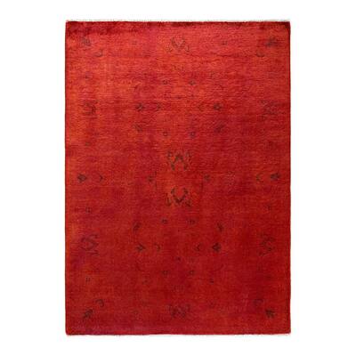 Vibrance, One-of-a-Kind Hand-Knotted Area Rug - Orange, 4' 2" x 5' 7" - 4' 2" x 5' 7"