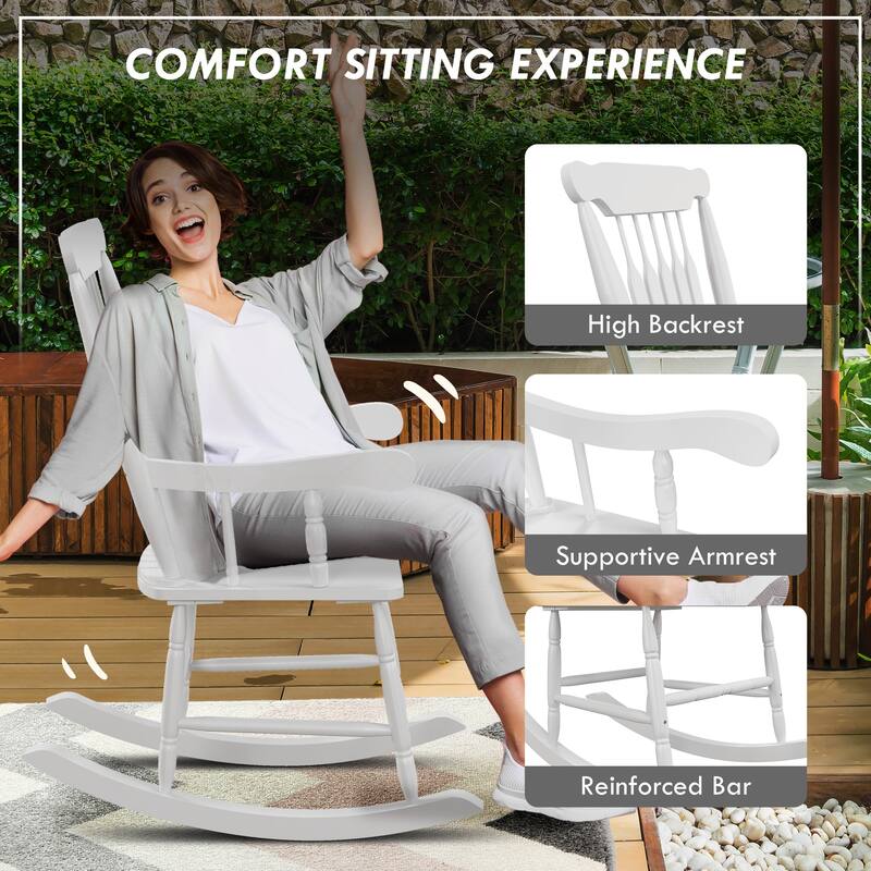Outsunny Outdoor Wood Rocking Chairs Set Of 2 (Excluding the table)
