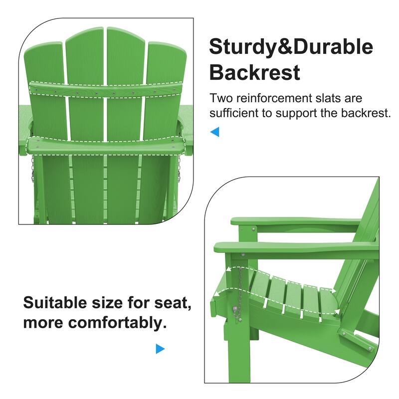 Plastic Folding Outdoor Patio Adirondack Chair With Slat Seat