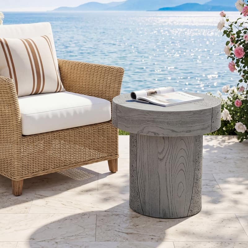 EXTERIENCE Magnesium Oxide Outdoor Side Table Set, Weather Resistant Patio End Table in Multiple Styles & Colors