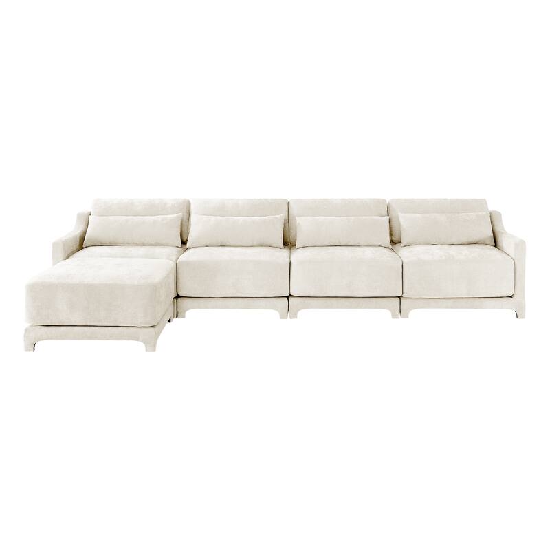 GDFStudio- Vesper Chenille Four-Seater Sofa With One Ottoman