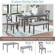 preview thumbnail 7 of 11, 6 Piece Kitchen Dining Set, Rectangular Wooden Dining Table with 4 Upholstered Chairs and a Bench