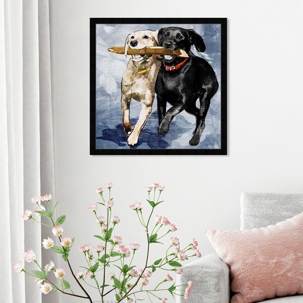 Oliver Gal 'Playtime Blue' Animals Framed Wall Art Prints Dogs and Puppies - Blue, Blue. Opens flyout.