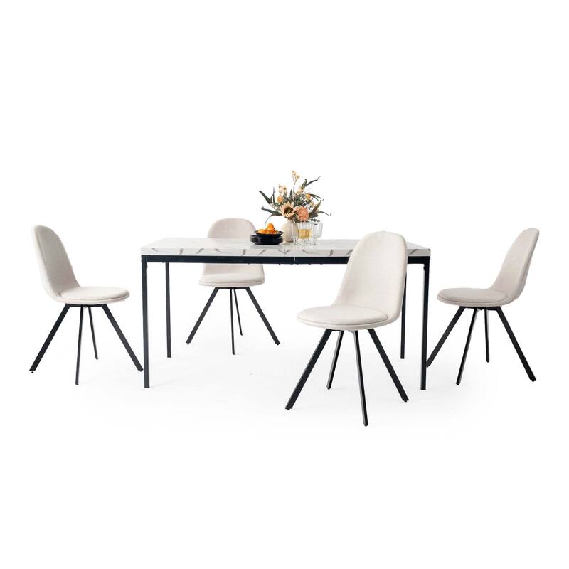 Homy Casa Modern Dining Office Table, 59in Rectangular Wood Top, Black Legs